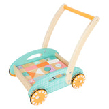 Small foot wooden baby walker with blocks pastel, 35dlg.