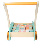 Small foot wooden baby walker with blocks pastel, 35dlg.