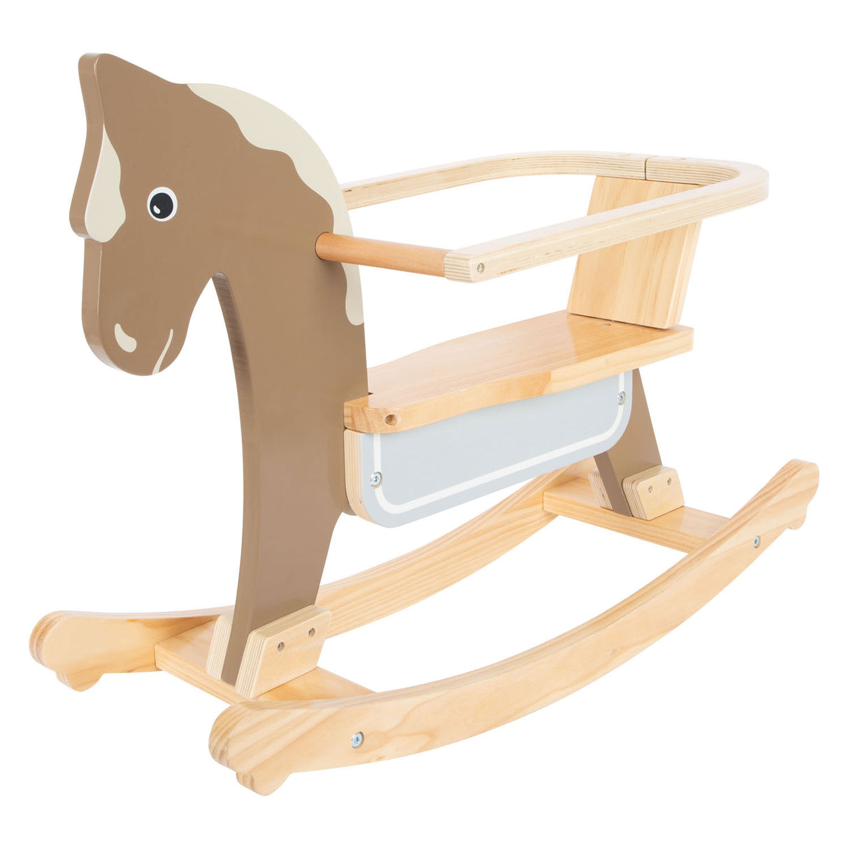 Small foot rocky horse with seat brown