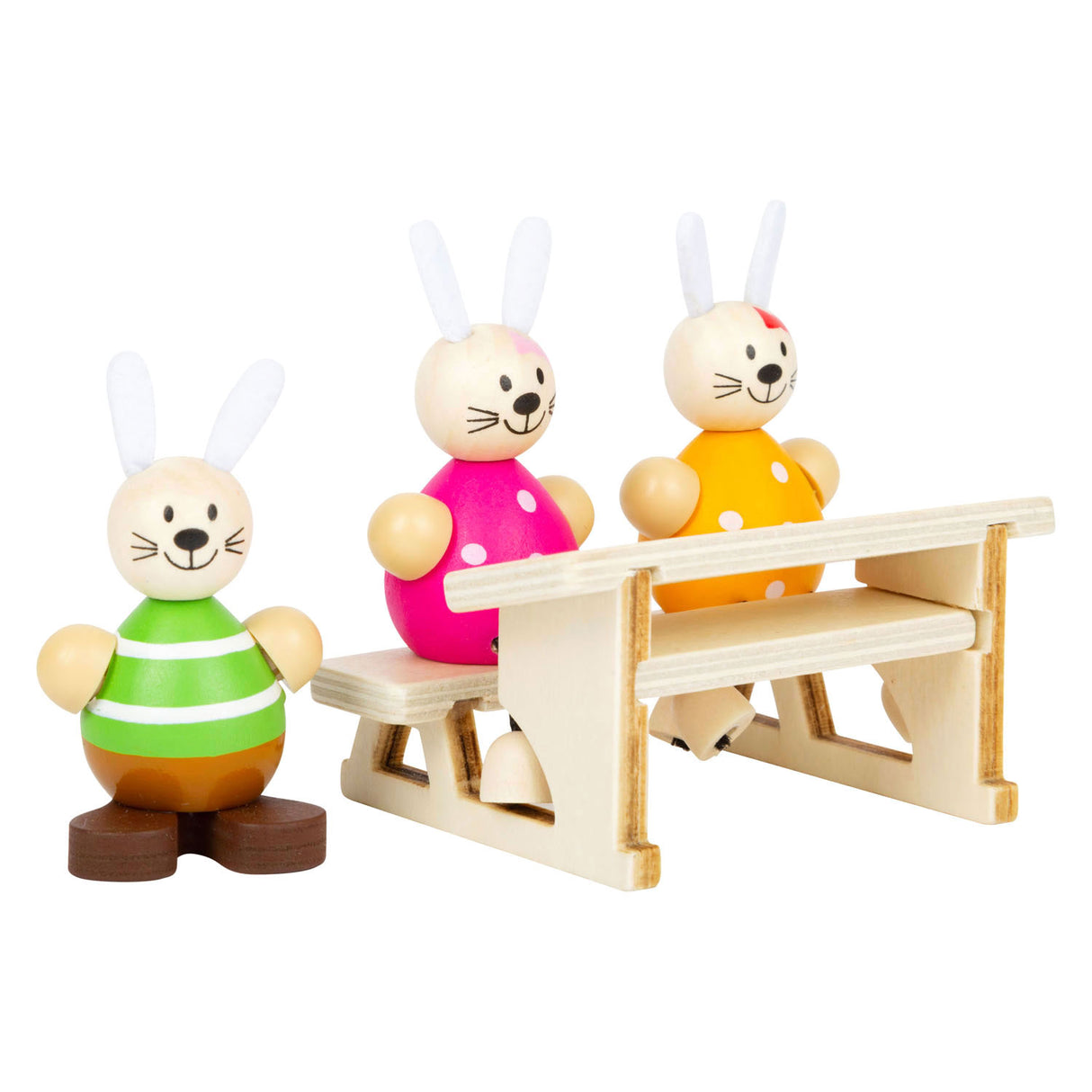 Kleiner Fuß Holz Poppenhuis Rabbit School Class Play Set Set