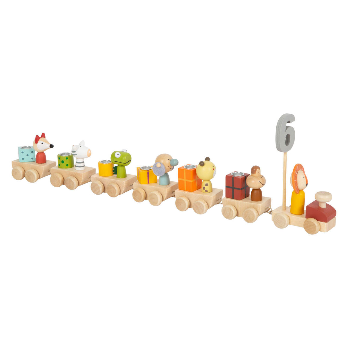 Small foot wooden birthday train animals with numbers