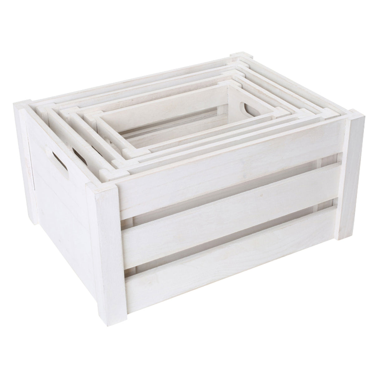 Small foot wooden storage boxes, set of 4