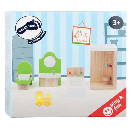 Small foot - houten poppenhuis meubeltjes badkamer, 4dlg.