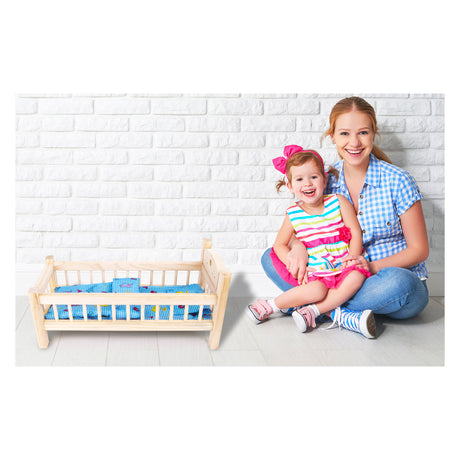 Small foot - houten poppenbed natuurlijk met beddengoed, 4ld