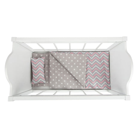 Small foot poppenbed met beddengoed junior 50 x 30 cm hout wit