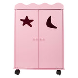 Lille fod træ dukke garderobe pink