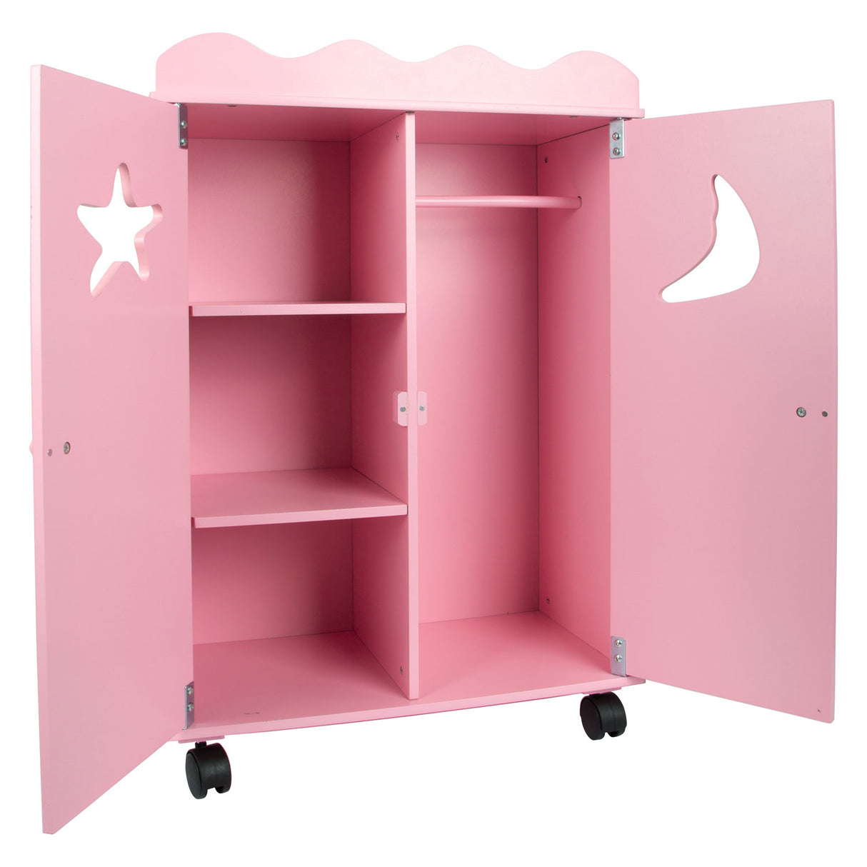 Lille fod træ dukke garderobe pink