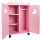 Lille fod træ dukke garderobe pink