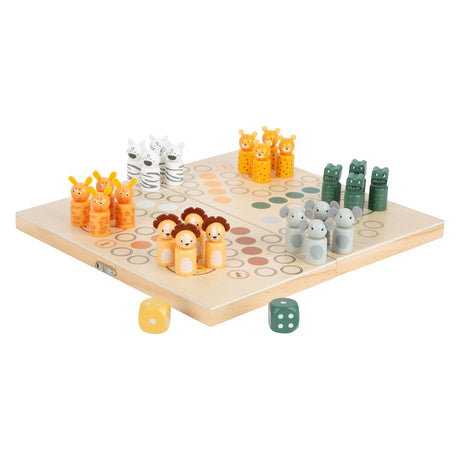 Small foot - houten ludo spel safari - 6 spelers