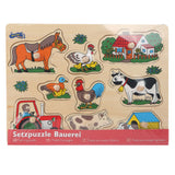 Small foot - houten noppenpuzzel boerderij, 9st.