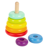 Small foot wooden stacking tower rainbow, 7dlg.