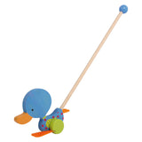 Small foot wooden push figure duck matteo with stick