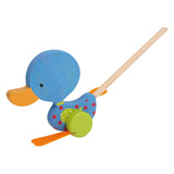 Small foot wooden push figure duck matteo with stick