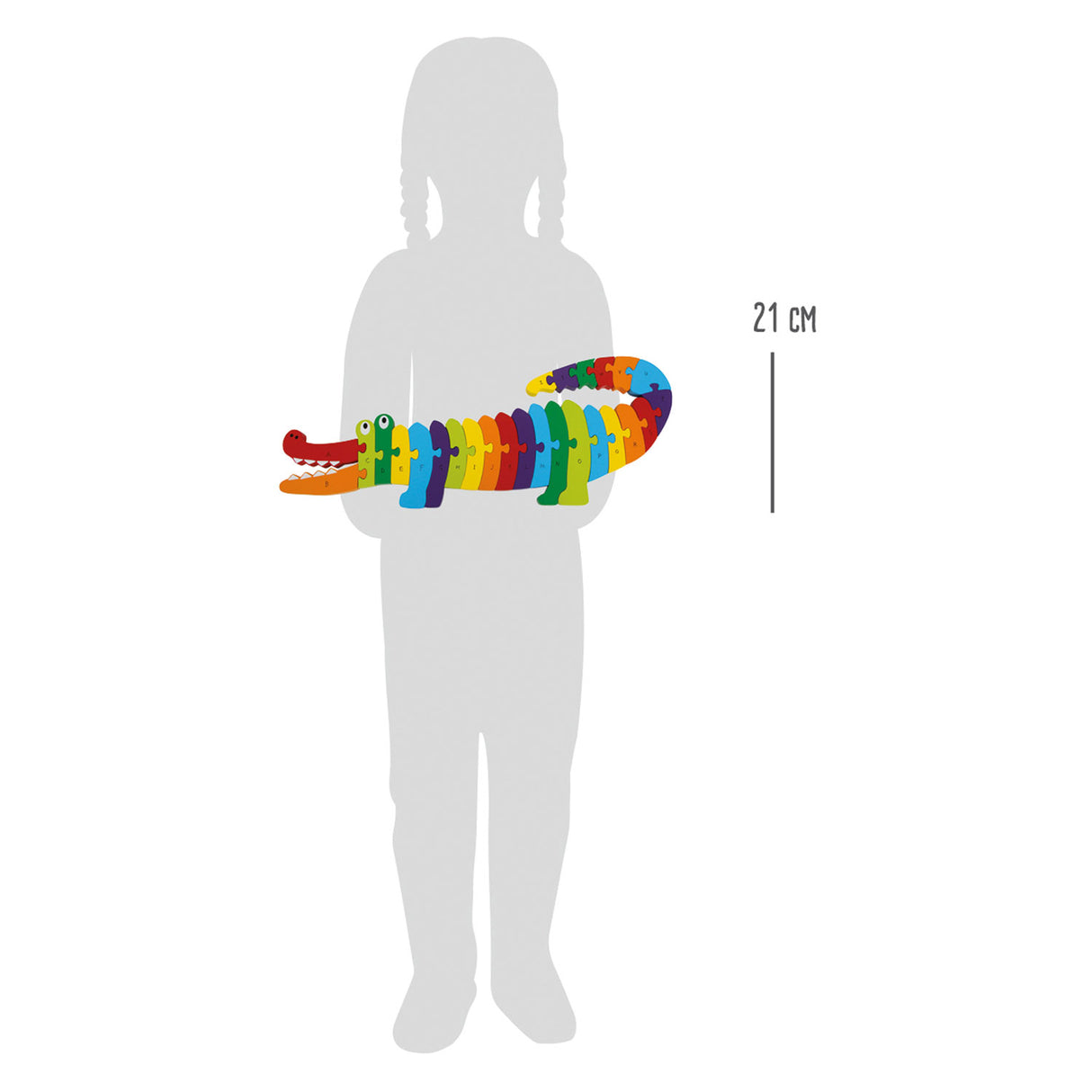 Rompecabezas de cocodrilo de madera de pie pequeño, 26dlg.