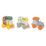 Small foot wooden stacking blocks train safari, 16dlg.