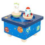 Small foot wooden music box space travel