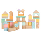 Boucons de construction en bois de petit pied pastel, 50dlg.