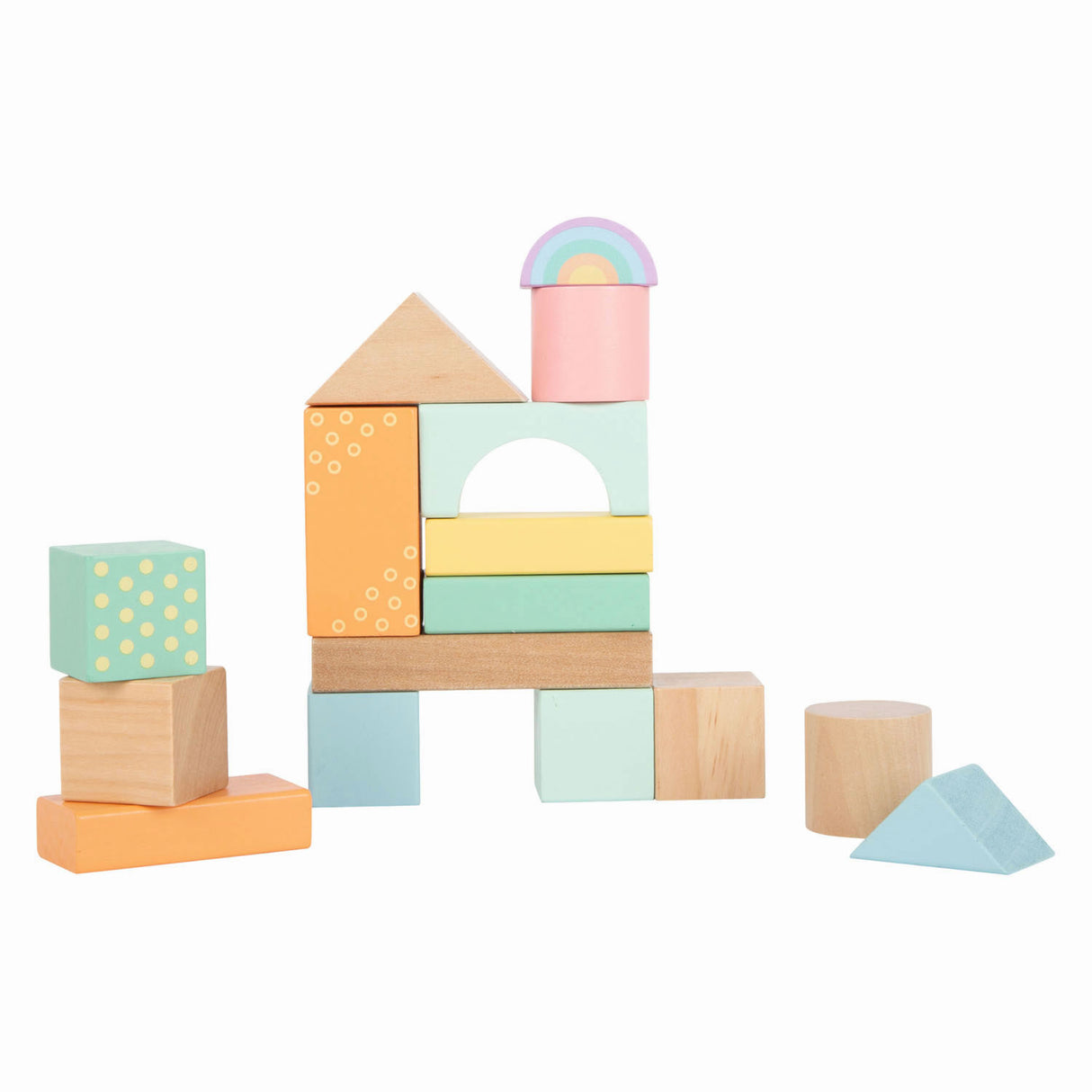 Boucons de construction en bois de petit pied pastel, 50dlg.