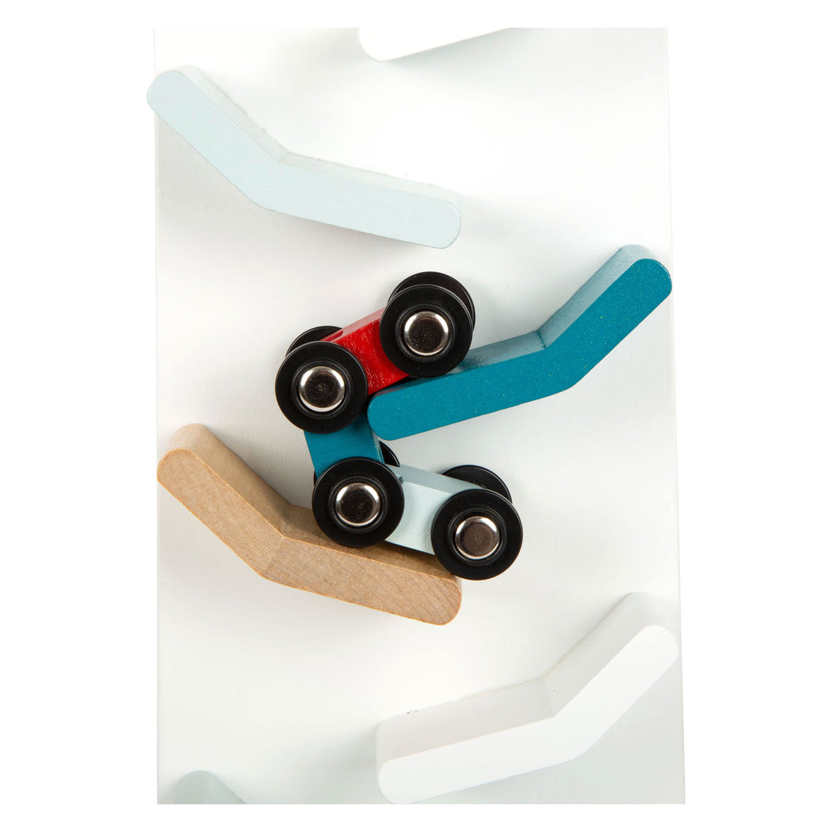 Small foot wooden motorway tower with cars, 3dlg.