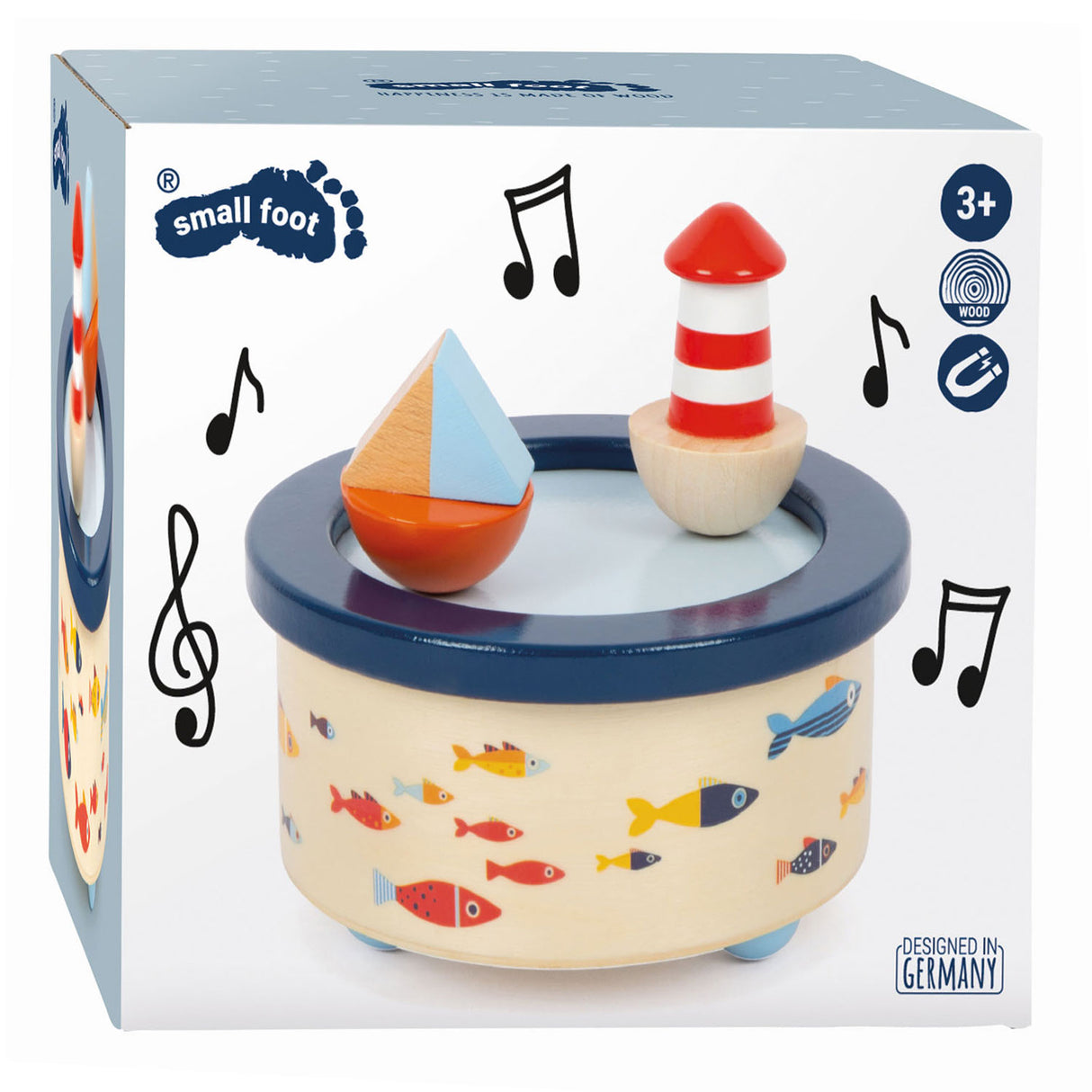 Small foot wooden music box Ocean