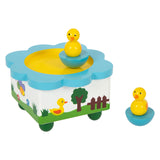 Small foot wooden music box duck