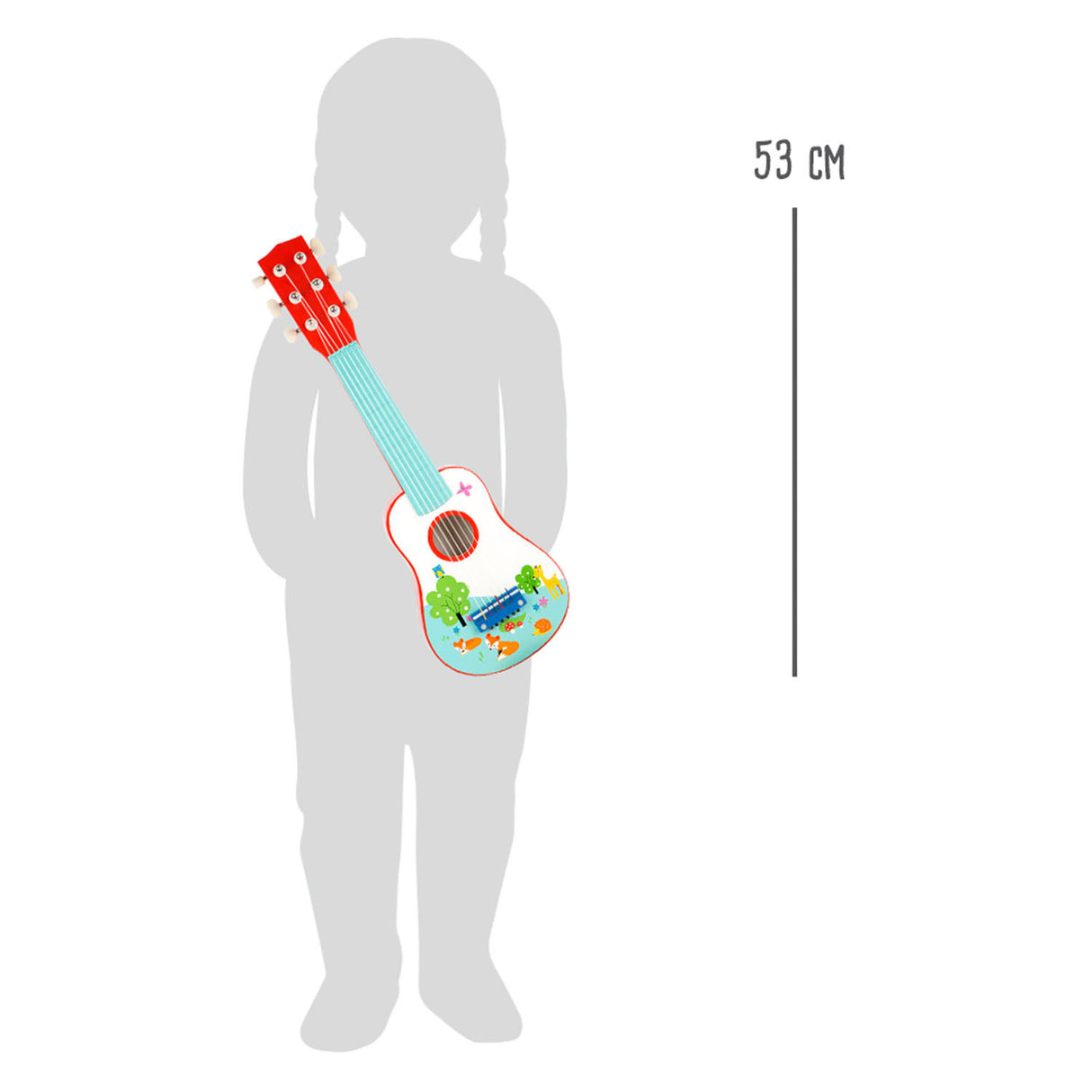 Malá nožní dřevěná kytara Kleine Vos, 53 cm