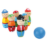 Set di bowling in legno piccolo set piraat game di lancio