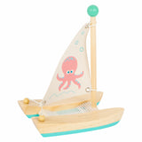 Small foot bath toys wooden catamaran octopus