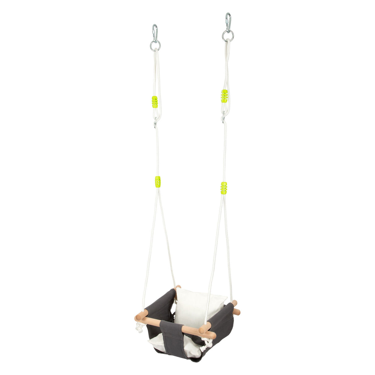 Small foot wooden baby swing with pillow