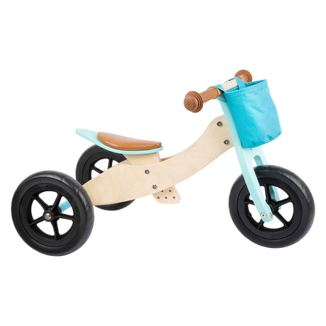 Small foot - houten driewieler en loopfiets 2in1 maxi turquoise