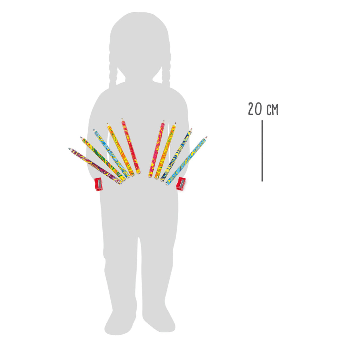 Klengt Fouss faarweg Bleistiften Rainbow mat engem Bleistifthatt, 10dlg.