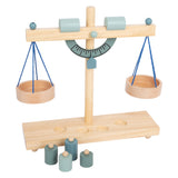 Small foot wooden scale with weights, 5dlg.