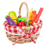 Small foot wooden picnic basket with cut fruit, 15dlg.