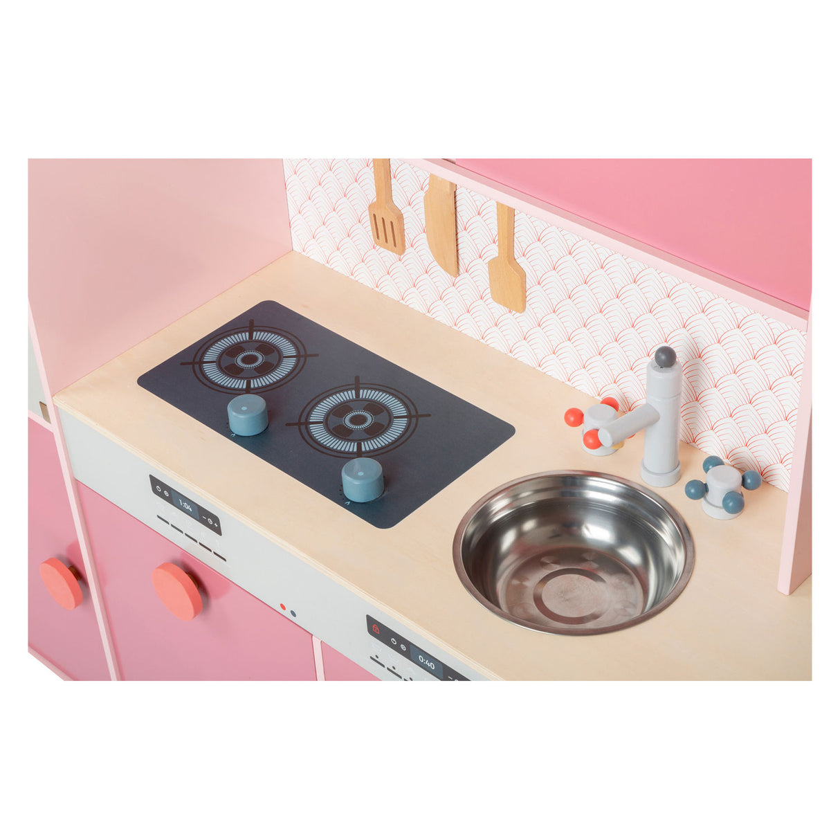 Small foot wooden play kitchen pink, 12dlg.