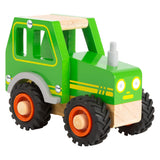 Tractor de madera de pie pequeño verde