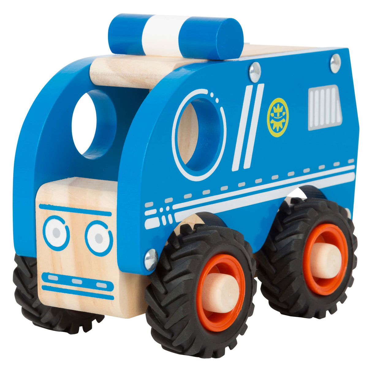 Small foot wooden police car blue