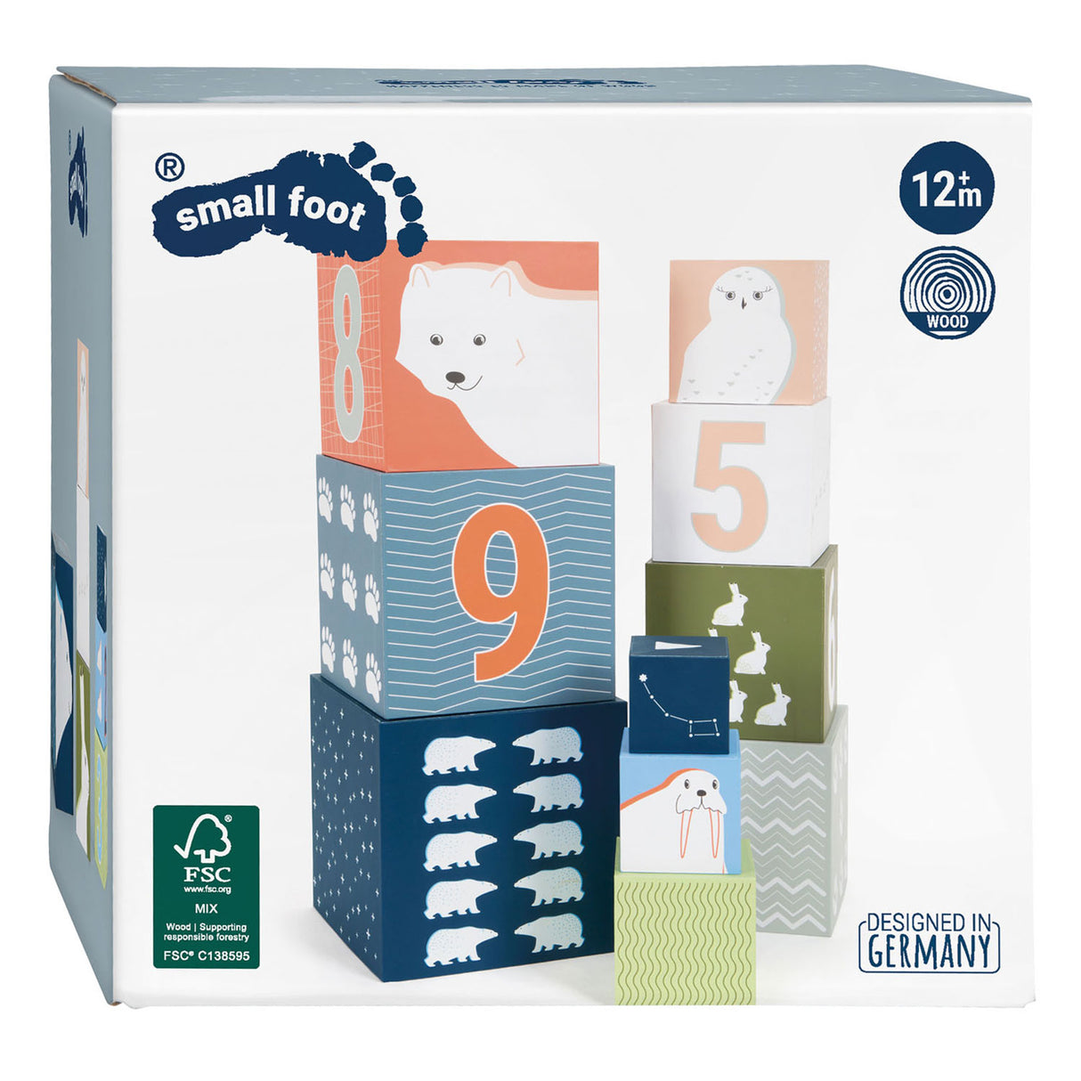 Small foot stacking blocks cardboard arctic, 10dlg.