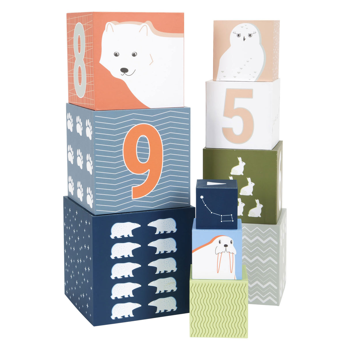 Small foot stacking blocks cardboard arctic, 10dlg.