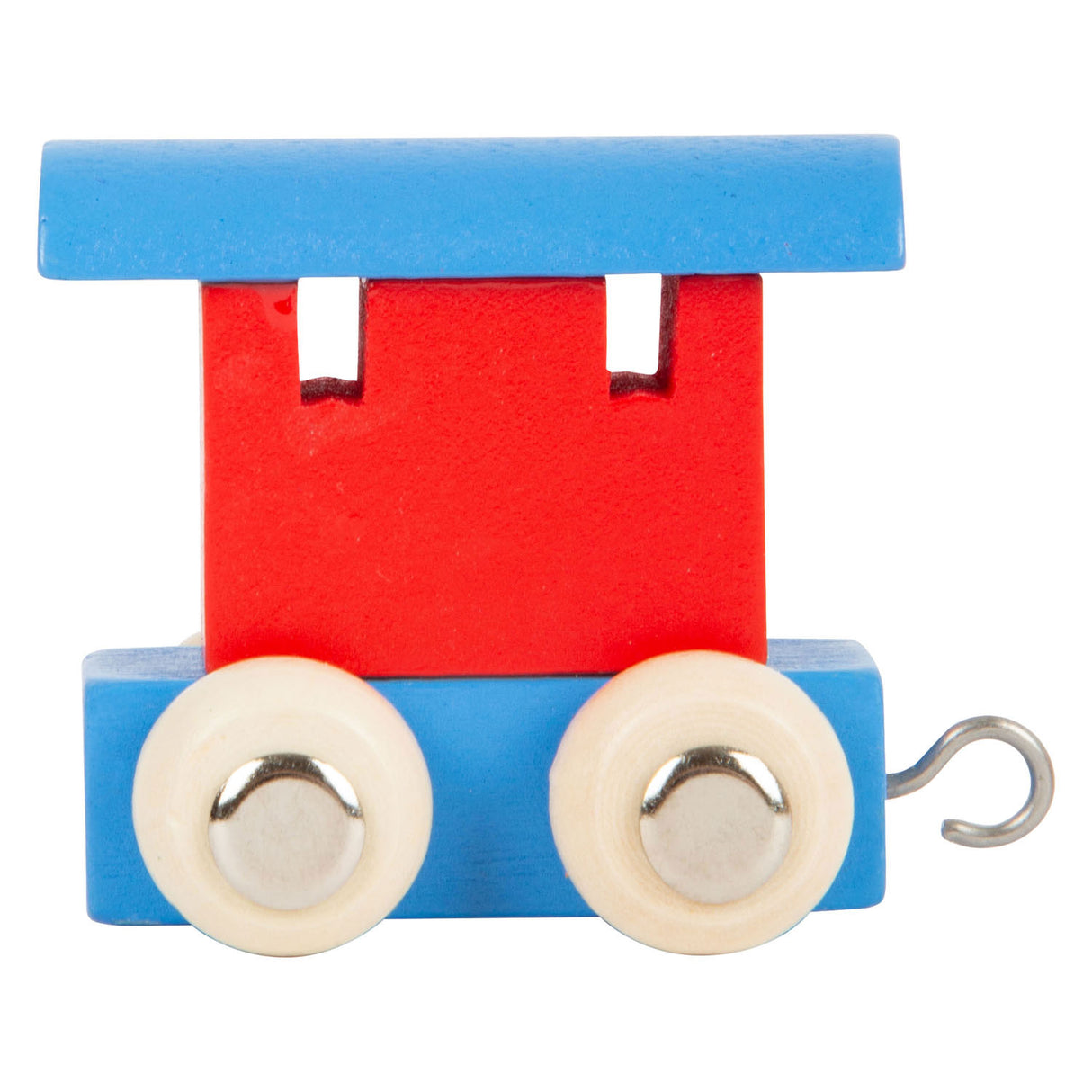 Small foot houten lettertrein wagon rood blauw