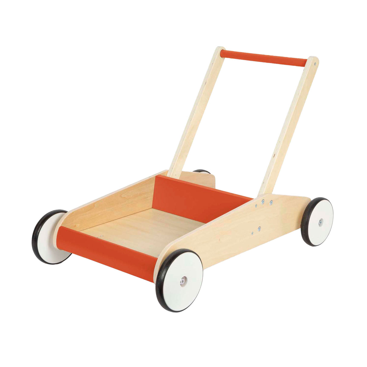 Small foot houten loopwagen koper rood