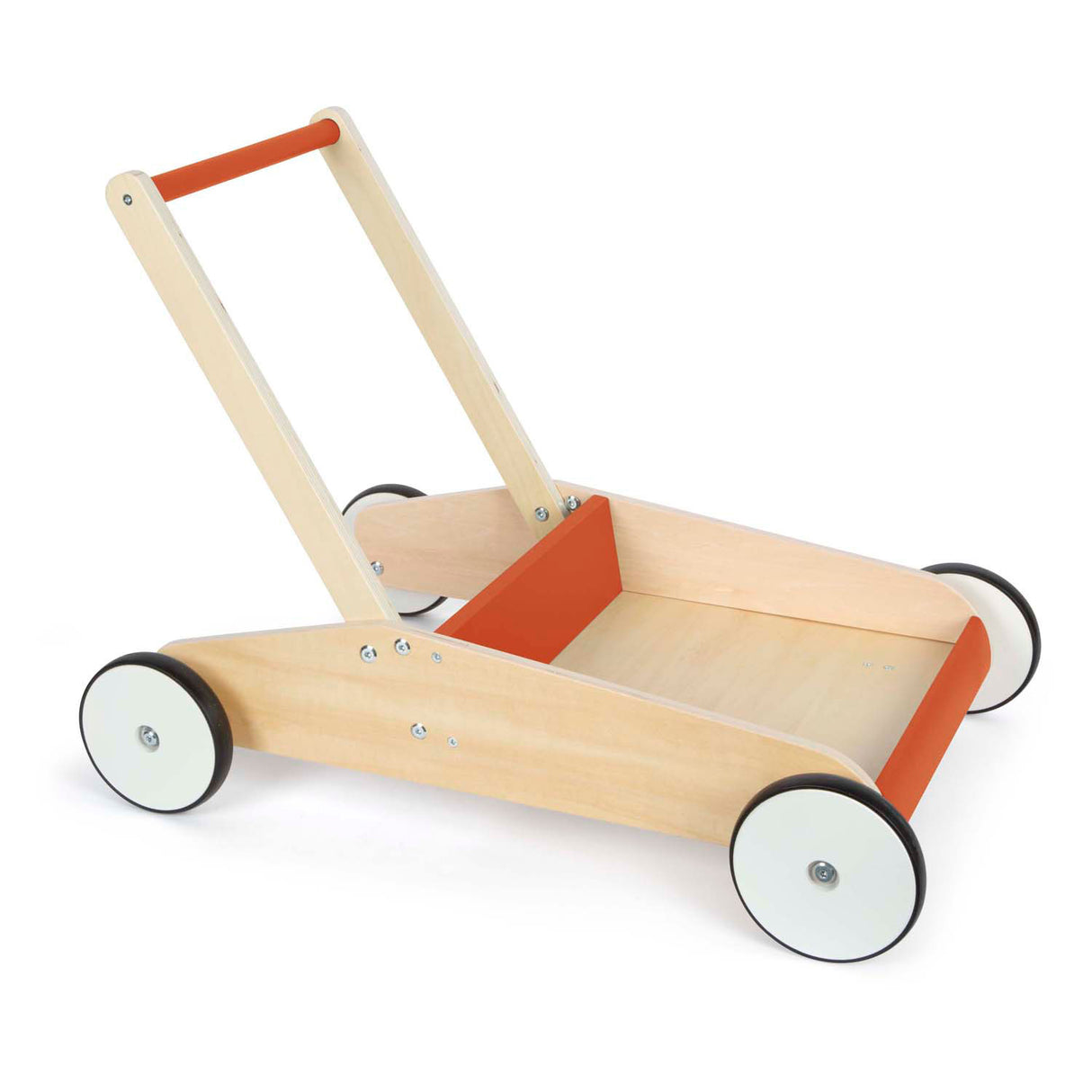 Small foot houten loopwagen koper rood