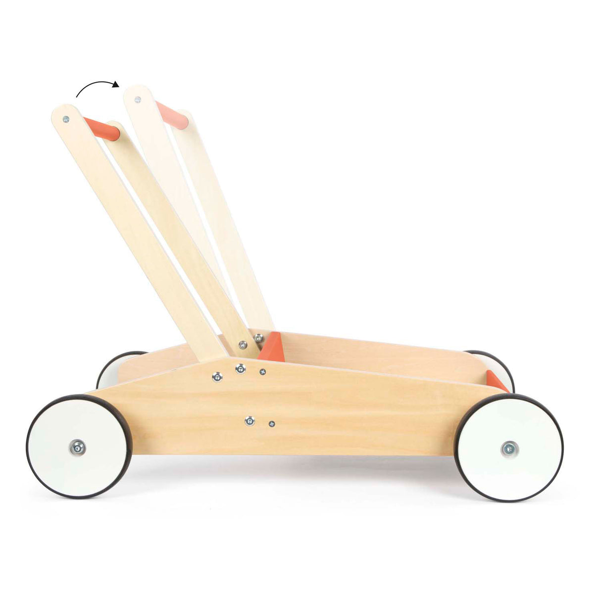 Small foot houten loopwagen koper rood