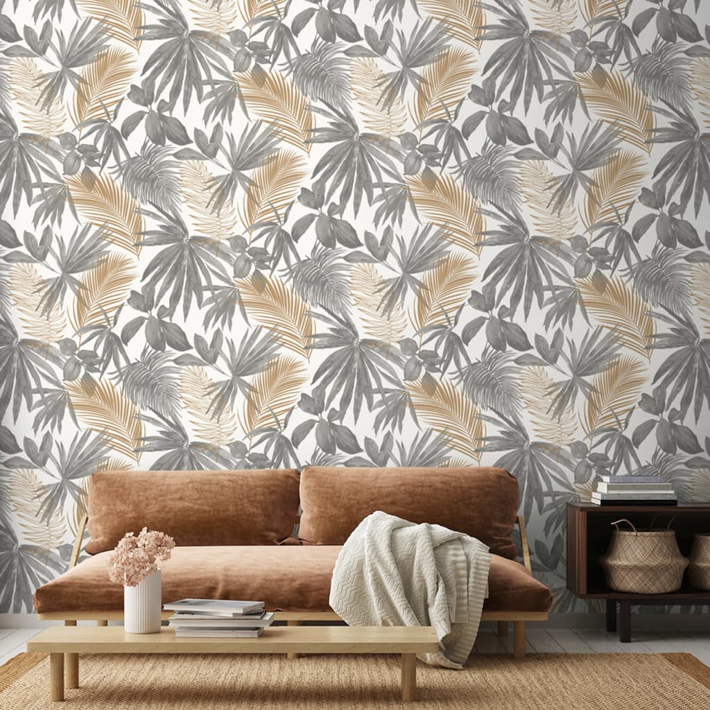 Hollandske Wallcoverings Dutch Wallcoverings Tapet Wild Palms Gray and Beige