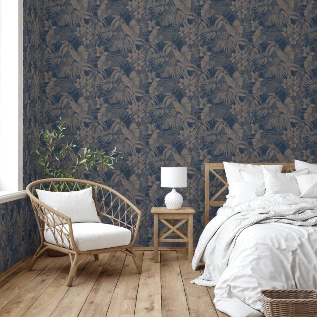 Dutch wallcoverings dutch wallcoverings behang joelle zilverkleurig en blauw