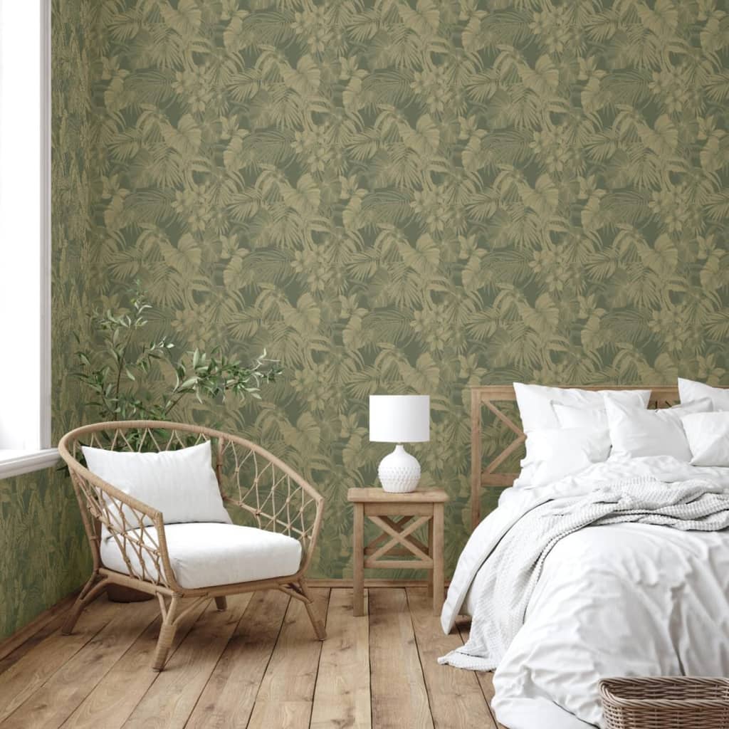 Hollandske Wallcoverings Dutch Wallcoverings tapet Joelle Green og Gold Colored