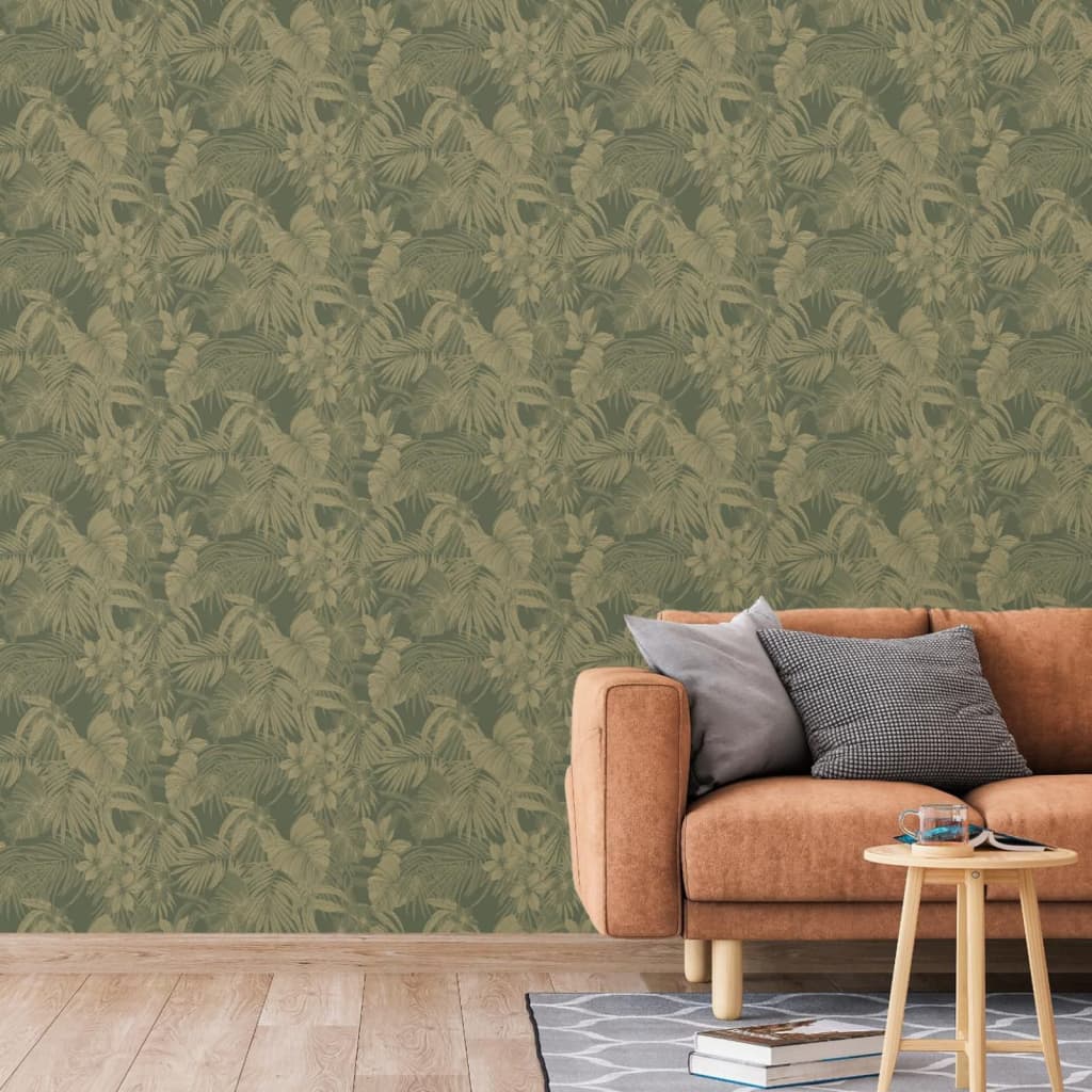 Hollandske Wallcoverings Dutch Wallcoverings tapet Joelle Green og Gold Colored