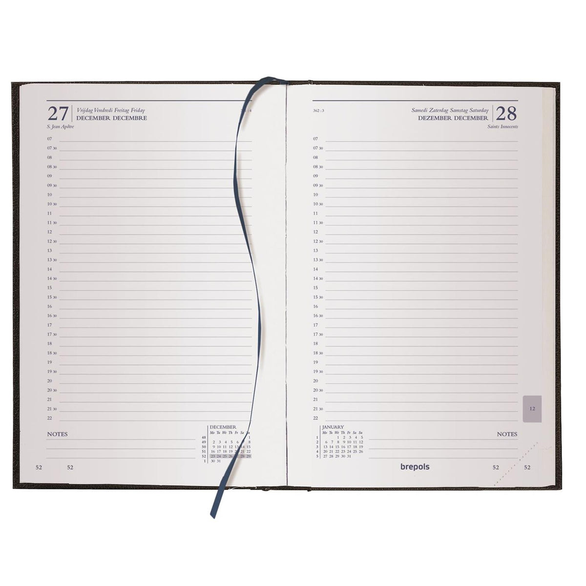 Brepols bureau agenda saturnus 1 dag 2027 lima zwart 13,3x20,8cm