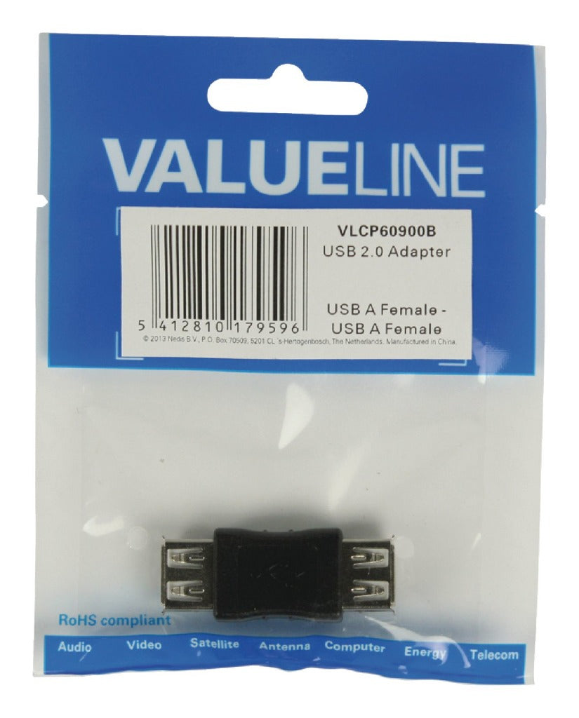 Valuelin Valueline VLCP60900B USB 2.0 USB Eine Frau USB Ein weiblicher Adapter Schwarz