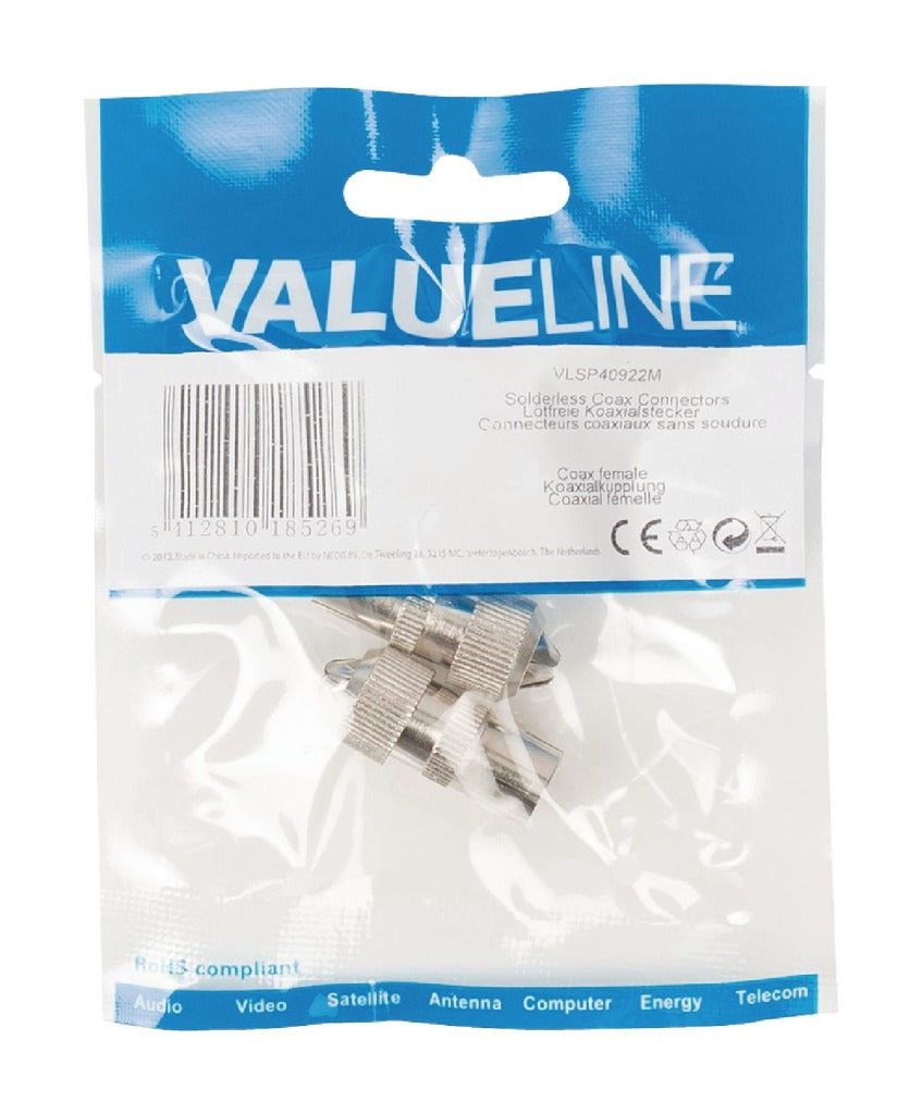 Valueline Valueline VLSP40922m Undladede Coax -stik Coax Kvindelig metal