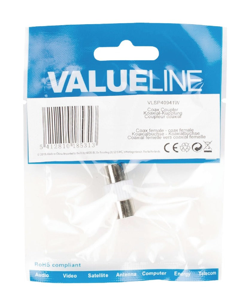 Valueline Valueline VLSP40941W Coax -koppling coax kvinnlig coax kvinnlig vit